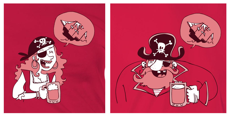 T-Shirt Pirate Naufrageurs Rouge